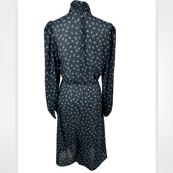 NWT VINTAGE Charlee Allison for Elijay Black Floral Long Sleeve Dress 5/6 - Picture 4 of 13